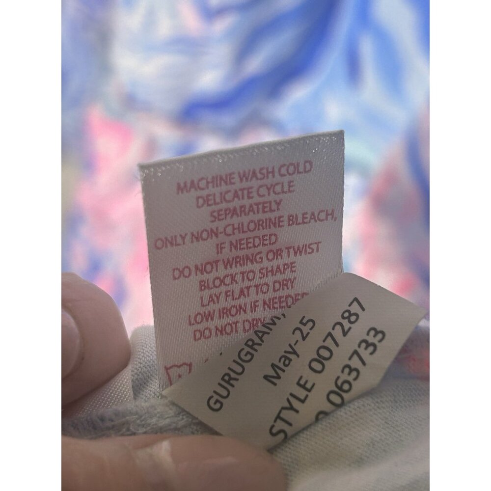 Lilly Pulitzer Lorina Swing Dress Crew Blue Tint Kaleidoscope Coral Size S NWT - Picture 9 of 9